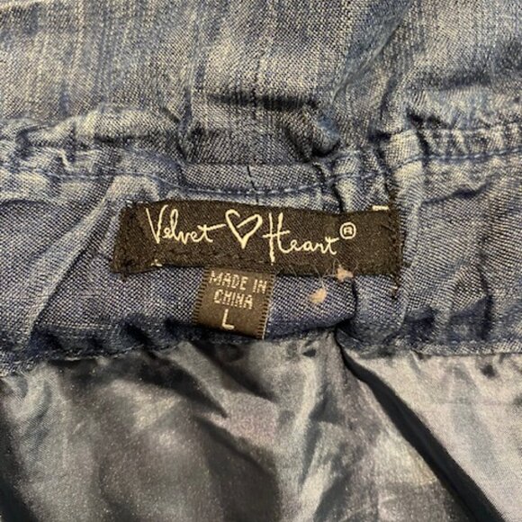 Women's Velvet Heart Blue Denim maxi Wrap skirt w tie belt size L - Picture 5 of 7